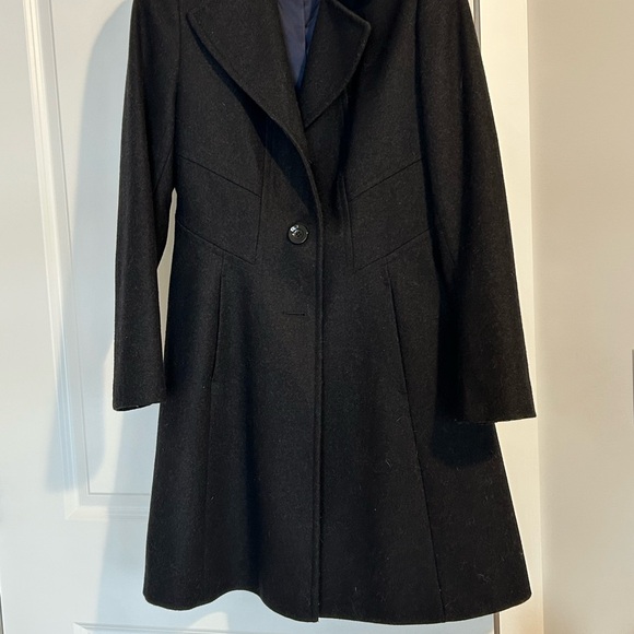 Larry Levine Jackets & Blazers - Long Dress Coat Womens Black Wool Coat. Full length Slight Flare Sz M EUC